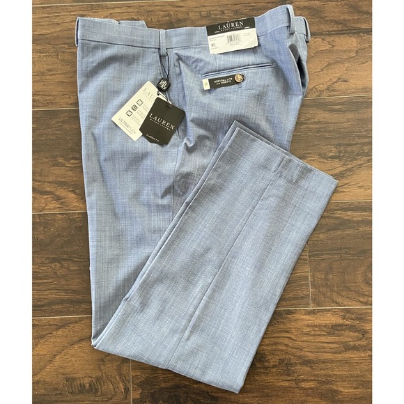 Lauren Ralph Lauren Men's 42"x32" Classic Fit Flat Front Suit Pants Lt Blue NEW